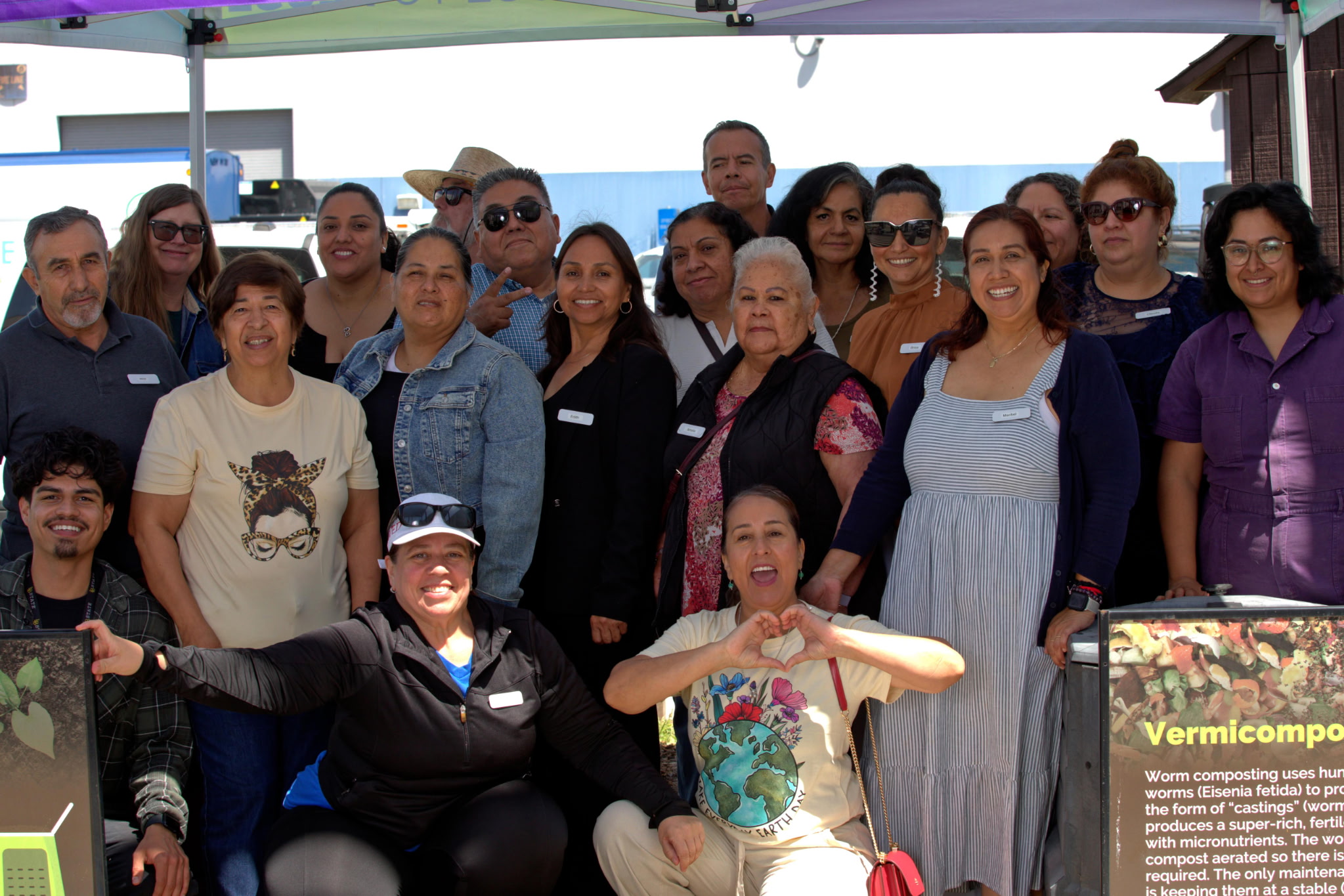 Compost and Recycling Ambassador class gathered at a vermicomposting demonstration